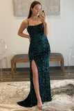 Sparkle Green Sequin Mermaid Long Prom Dress with HZ0307