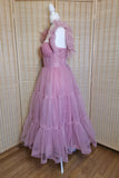 Flare Sleeves Rose Pink Corset A-line Princess HZ0307