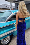 Sweetheart Royal Blue Sequin Mermaid Long Prom HZ0307