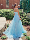 LTP0965,Princess spaghetti straps floral split prom evening dresses long formal HZ0307