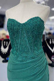Sweetheart Green Appliques Sheath Long Prom HZ0307